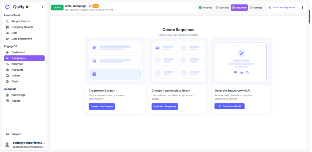 From sequence setup to launch, replies, and analytics campaign sequence