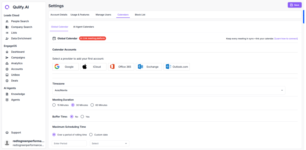 Getting Started with Qulify.ai calendar